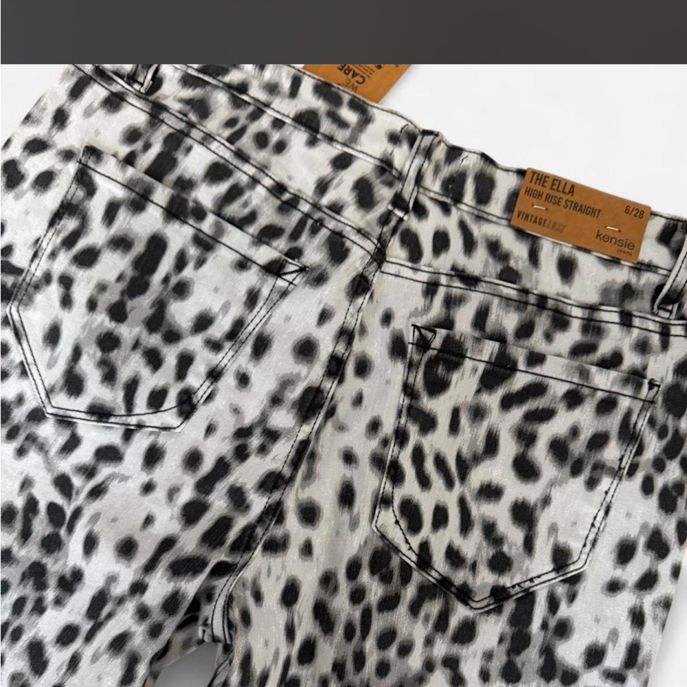 Kensie Vintage Luxe Animal Print Pants 6/28 NwT⭐️ black white leopard print - Picture 2 of 6